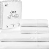 SGI bedding 600 Thread Count 4 Piece 100% Egyptian Cotton Full Size Sheets Set, 15" Deep Pocket Sheet Set, Premium, Breathable, Soft and Hotel-Quality Luxury Sheets - White SGI bedding