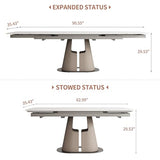 LifoHous Extendable Sintered Stone Dining Table Seats 8-10 People. Modern Telescopic Dining Table with Leather Base. Durable Stone Tabletop Suitable for Dining Rooms.90in(1Tabel) LifoHous