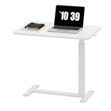 Sweetcrispy Overbed Bedside Table with Wheels, Adjustable Hospital & Home Use Bed Rolling Laptop Table, Mobile Standing Desk, White Sweetcrispy