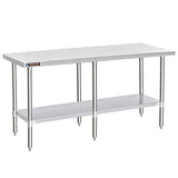 Food Prep Stainless Steel Table - DuraSteel 24 x 84 Inch Commercial Metal Workbench with Adjustable Under Shelf - NSF Certified - For Restaurant, Warehouse, Home, Kitchen, Garage DuraSteel