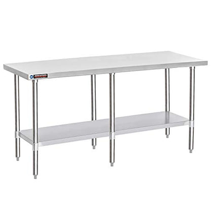 Food Prep Stainless Steel Table - DuraSteel 24 x 84 Inch Commercial Metal Workbench with Adjustable Under Shelf - NSF Certified - For Restaurant, Warehouse, Home, Kitchen, Garage - WoodArtSupply