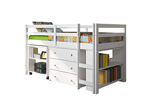 Donco Kids Study Modern Twin Low Loft Bed in White Finish Donco Kids