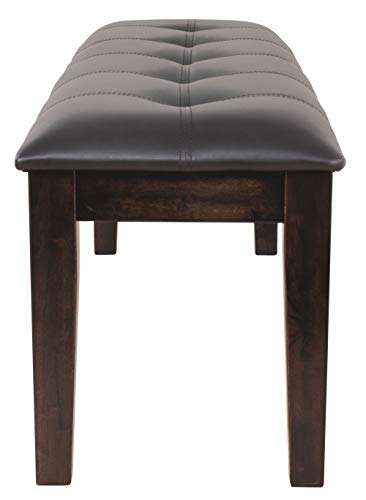 Signature Design by Ashley Haddigan Traditional Upholstered Dining Room Bench, Dark Brown - WoodArtSupply