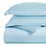 Superior Combed Cotton, 300 Thread Count 3 Piece Duvet Cover Set with 2 Pillow Shams, Single Ply Cotton, Soft and Luxurious Bedding Sets - Full/Queen Duvet Cover, Light Blue Superior
