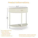 Majnesvon 31.5" Half Moon Console Table, Wood Entryway Table with Storage Drawers, Hallway Console Tables for Entryway, Living Room, Foyer (White) Majnesvon