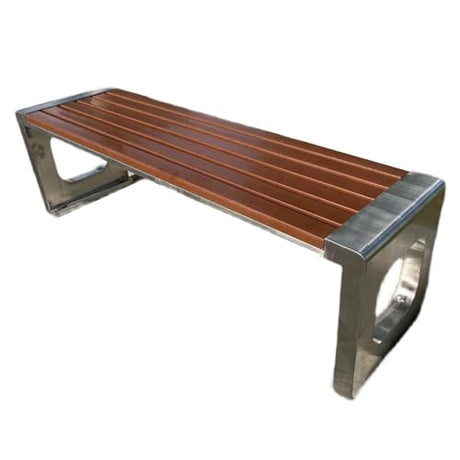 Garden Bench Outdoor Bench, Park Benches For Outside, Two-Person Seat Backless Bench, With Stainless Steel Frame and Wood Seat, For Garden, Porch, Park, Front Door, Balcony, Outdoor, Lawn, Patio (120 JHKJDS