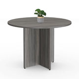NBF 42" Round Conference Tables - Thermally Fused Gray Laminate Conference Room Tables - X Base Office Meeting Table - Durable Training Tables for Brainstorming Collaboration Sessions nbf signature series