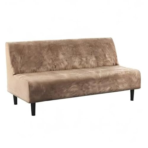 H.VERSAILTEX Real Velvet Futon Cover Armless Sofa Covers Sofa Bed Covers Stretch Futon Couch Cover Sofa Slipcover Furniture Protector Thick Soft Velvet Fabric Form Fitted Stay in Place, Camel H.VERSAILTEX