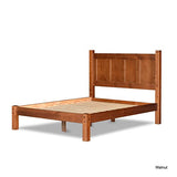 Grain Wood Furniture Shaker Solid Wood Panel Platform Bed, Queen Size, Walnut Grain Wood Furniture