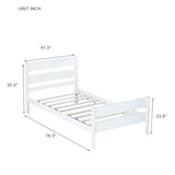 Ball & Cast Twin Bed Frame with Single Panel Headboard and Footboard,Wooden Platform Bed No Box Spring Needed,Wood Slat Support Mattress Foundation,White Ball & Cast