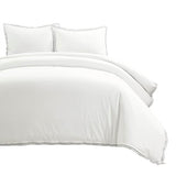Lush Decor Hampton Double Flange Embroidered Contrast Edge Cotton Duvet Cover Set, 3 Piece Set, King, White & Black - Hotel Bedding Set - Black Trim - White Duvet Cover - Minimalist Decor Lush Decor
