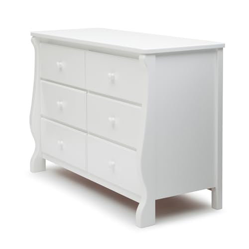 Delta Children Universal 6 Drawer Dresser with Interlocking Drawers - Greenguard Gold Certified, White - WoodArtSupply