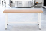 Heavy Duty Height Adjustable Workbench Table with Solid Wood Top, 1000 to 2000 lbs. Weight Capacity Workstation for Garage, Warehouse, Workshop, (28.5" to 42") Height (White, 60" W x 24" D) WoodArtSupply