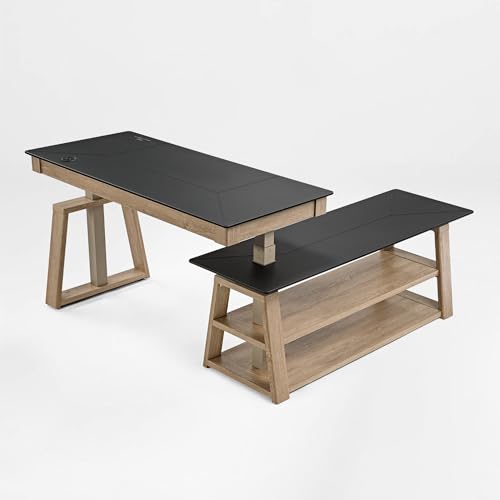 EUREKA ERGONOMIC L Shaped Standing Desk Ark EX, 60in Executive Adjustable Height Office Desk with Drawers,Computer Desk with Storage, Modern Executive Home Office,Oak Grey EUREKA ERGONOMIC