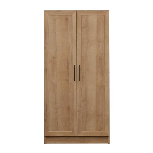 Prepac Natural Oak Elite 65" Tall Accent Kitchen Pantry Cabinet, Craft or Bathroom Storage Cabinet, Buffet Storage with Panel Doors, 3 Shelves, 32" W x 16.75" D x 65" H, Ideal for Home Organization Prepac