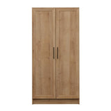 Prepac Natural Oak Elite 65" Tall Accent Kitchen Pantry Cabinet, Craft or Bathroom Storage Cabinet, Buffet Storage with Panel Doors, 3 Shelves, 32" W x 16.75" D x 65" H, Ideal for Home Organization Prepac
