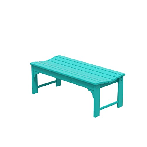 WO Home Furniture 48" Modern Backless Bench, HDPE Plastic, Turquoise WO WESTIN OUTDOOR