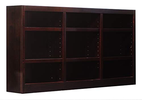 Traditional Triple Wide Wood Bookcase with Adjustable Shelves in Cherry Finish by Concepts In Wood - WoodArtSupply