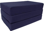 D&D Futon Furniture Navy Solid Twin Size Shikibuton Trifold Foam Beds 6 Thick x 39 W x 75 inches Long, 1.8 lbs high Density Resilient White Foam, Floor Foam Folding Mats. D&D Futon Furniture