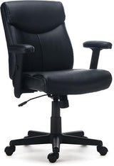 STAPLES Traymore Ergonomic Manager & Executive Office Chair, Task Desk Swivel with Wheels, Adjustable Height, Luxura Faux Leather, Black STAPLES