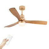 Baitai 52 inch Champagne Gold Luxury Style Ceiling Fan with Light Solid Wood Blade Noiseless Reversible Motor Dimmable Light Memory Living Room and Bedroom Ceiling Fan Baitai