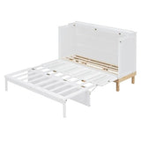 LZ LEISURE ZONE Queen Size Murphy Bed, Wood Cabinet Bed with Legs, White LZ LEISURE ZONE