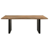 MAKLAINE Wood Live Edge Dining Table in Natural Acacia and Black MAKLAINE