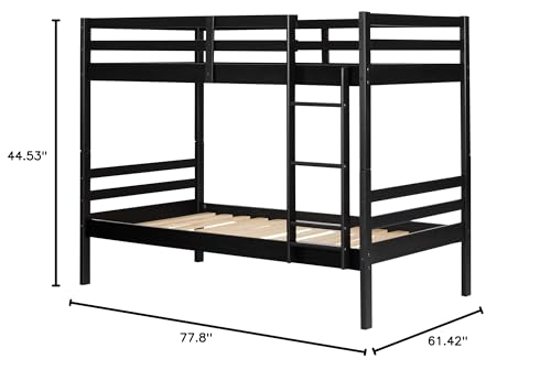 South Shore Fakto Solid Wood Bunk Beds, Matte Black South Shore