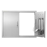 VEVOR Outdoor Kitchen Door, 31W x 24H Inch Double Wall BBQ Access Door, Stainless Steel Flush Mount Door, Double Vertical Door with Handles and Hooks, for BBQ Island, Grilling Station, Outside Cabinet VEVOR