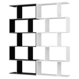 Cozy Castle Set of 2 Geometric Bookcase, S-Shaped Modern Bookshelf, Room Divider Bookshelf, 62" Tall Unique Abstract Bookcase with 5-Tier Display Shelf for Living Room Office, White & Black Cozy Castle