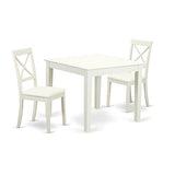 East West Furniture OXBO3-LWH-LC Oxford 3 Piece Modern Set Contains a Square Wooden Table and 2 Faux Leather Dining Room Chairs, 36x36 Inch East West Furniture