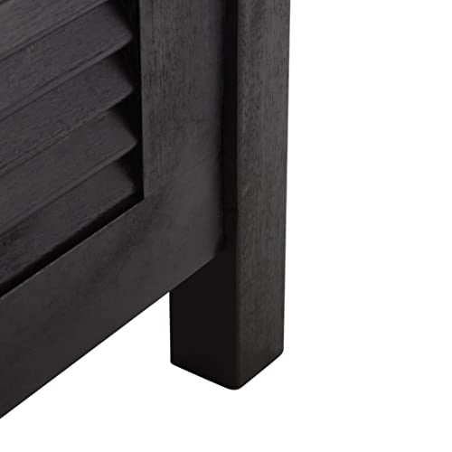 SAFAVIEH Outdoor Collection Brisbane Black Acacia Wood Storage Bench SAFAVIEH