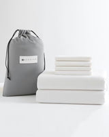Bedecor Deep Pocket Full 100% Cotton Sheet Set for Hot Sleepers - Fits up to 24 Inch Extra Deep Mattress - 6 Piece Breathable Bedding Set with Fitted Sheet, Flat Sheet & Pillowcases White Bedecor