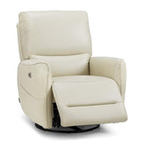MCombo Power Swivel Rocker Recliner with Lumbar Support, Faux Leather Electric Nursery Glider Recliner Chair for Adults, 6922 (Cream White)