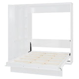Ball & Cast Murphy Bed Full Size,Wall Chest with Shelves and 4 Drawers,Wood Hideaway Bed Cabinet Platform Bedframe w/LED Lights,can be Folded,Space-Saving,for Small Room,Dorms,White Ball & Cast