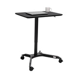Seville Classics Airlift Height Adjustable Pneumatic Laptop Sit Stand Desk Mobile Rolling Cart, Computer Workstation for Home Office, Classroom, Black, 28" Premium Desktop (New Model) Seville Classics