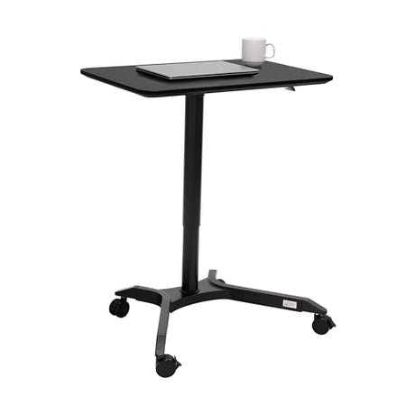 Seville Classics Airlift Height Adjustable Pneumatic Laptop Sit Stand Desk Mobile Rolling Cart, Computer Workstation for Home Office, Classroom, Black, 28" Premium Desktop (New Model) Seville Classics