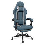 ErgoDesign Breathable Fabric Gaming Chair with Footrest, Height Adjustable Game Chair, Video Gaming Chair for Gaming Room, Living Room and Office - Blue/Light Grey ErgoDesign
