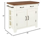 INSPIRED by Bassett OSP Home Furnishings Urban Farmhouse Kitchen Island with Vintage Oak Solid Hardwood Top, Distressed White Finish OSP Home Furnishings
