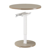 bilbil Round Pneumatic Adjustable Standing Desk, Space-Saving Circular Design with Locking Casters, Mobile Workstation for Home Office, Height-Adjustable Overbed Table, 31.5 Inch, Khaki Finish bilbil