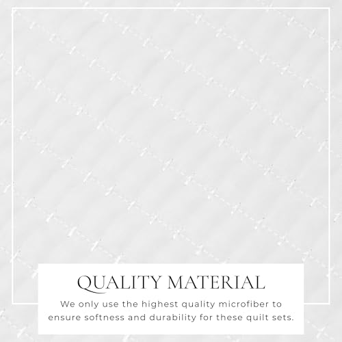 Great Bay Home Twin/Twin XL Quilt Bedding Set, 2-Piece Lightweight Summer Channel Stitch Quilt Set with Shams, Ultra Soft White Bedspreads, Quilted Bedding Coverlets for All Seasons Great Bay Home