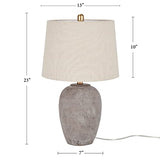 Nourison 23" Rustic Brown with Gray Undertones Ceramic Pot Table Lamp for Bedroom, Living Room, Dining Room, Office, with Beige Shade Nourison