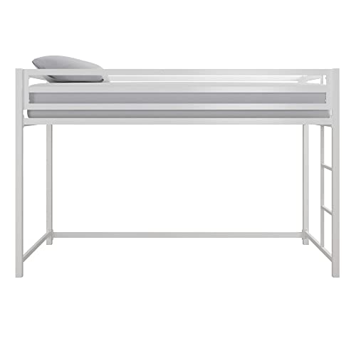 DHP Miles White Metal Junior Twin Loft Bed for Kids - WoodArtSupply