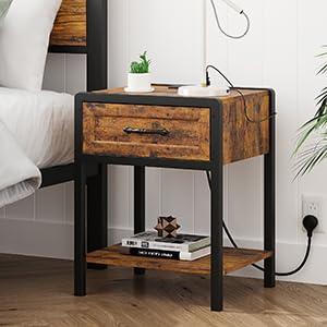 IDEALHOUSE Retro Queen 3-Piece Bedroom Set with Nightstands and Charging Station - WoodArtSupply