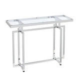 ASYA Glass Console Table for Entryway, Modern Entryway Table with Tempered Glass & Chrome Frame, Silver Sofa Table for Living Room Hallway ASYA