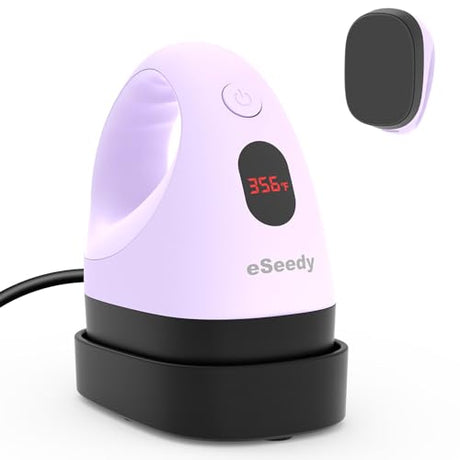 eSeedy Mini Heat Press Machine, 3 Heat Settings& Fast Heating, 15 Mins Auto-Off, Insulated Safety Base, Mini Iron for Crafting, T Shirts, Hats, Heating Transfer Projects (Purple) eSeedy