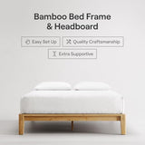 Nectar Bamboo Platform Bed Frame - California King - Natural - Floating Center Support Legs - 12” Height - Tool Free Set Up - Contemporary and Durable - Sturdy Wooden Slats - Holds Up to 800 Pounds Nectar