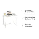 WOHOMO Folding Desk, 31.5" Small Desk for Small Spaces, Easy Assemble Foldable Computer Desk for Laptop, Mini Portable Working Table Narrow Wooden Writing Workstation for Home Office, White WOHOMO