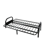 Pemberly Row Modern Adjustable Metal Futon Frame, Black Finish, 78x39x48 in, Convertible Sofa to Bed, Space-Saving Durable Living Room Furniture, Contemporary Indoor Use Pemberly Row