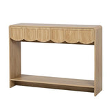 ORRD Console Table with Drawers, Mid-Century 43 Inches Narrow Entryway Table with Open Storage Shelves, Hallway Accent Tables Behind Couch Tables for Living Room - Natural ORRD